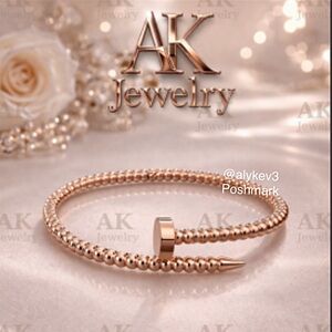 💎LUXURY High End Style Rose Gold Nail Bracelet Stackable Bangle GP